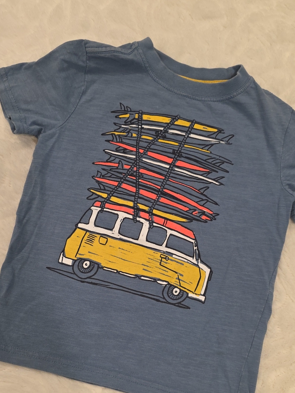 Gymboree Blue Tee with Yellow Surf Van and Red Surfboards